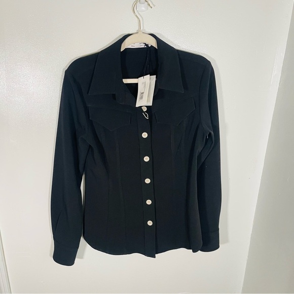 NWT Proenza Schouler White Label Crepe Seamed Shirt Jacket Shacket Black Western - Picture 6 of 11